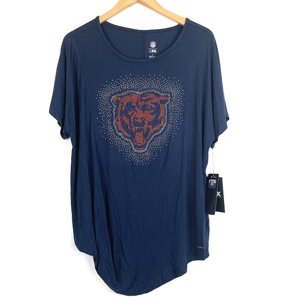 msx by michael strahan chicago bears rhinestone bling womens tshirt medium